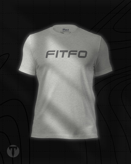 Titan 6 Unisex Nomad Tee in Athletic Heather, featuring "FITFO" printed across the chest in bold, italicized lettering.